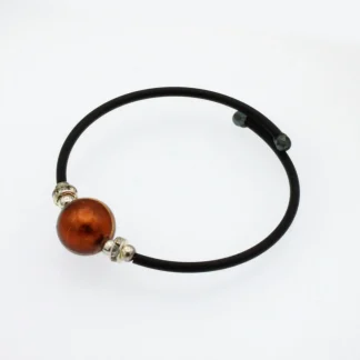 Single wrap bracelet with amber glass ball