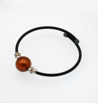 Single wrap bracelet with amber glass ball