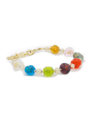 murano glass bead bracelet multicolor with gold nuggets infused