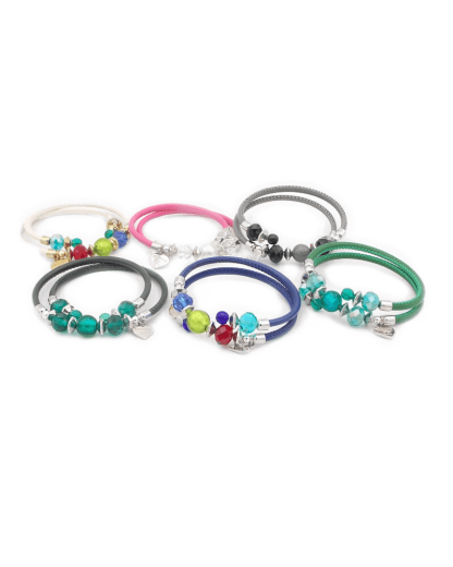murano glass leather wrapped bracelet assorted colors