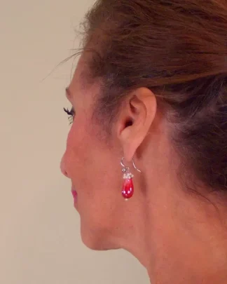 vermilion drop earrings with micro pearls