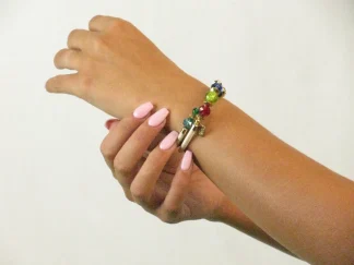 leather and Murano double wrap bead bracelet