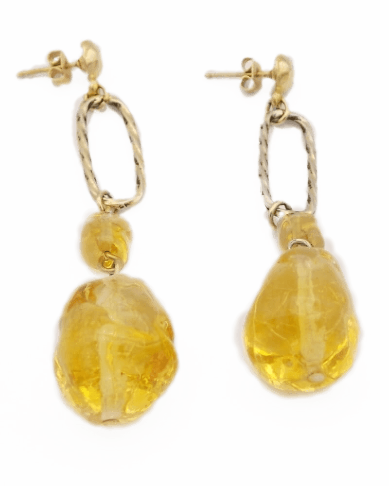 murano glass yellow orb earrings