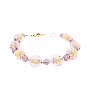 murano glass pink gossamer bracelet