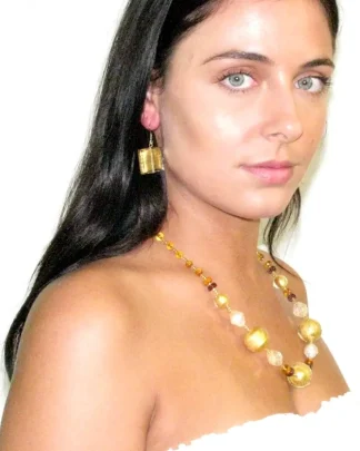 murano glass necklace worn on model