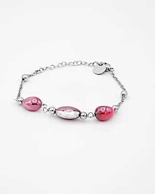 Silver and red Murano glass bracelet on delicate chain