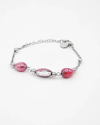 Silver and red Murano glass bracelet on delicate chain