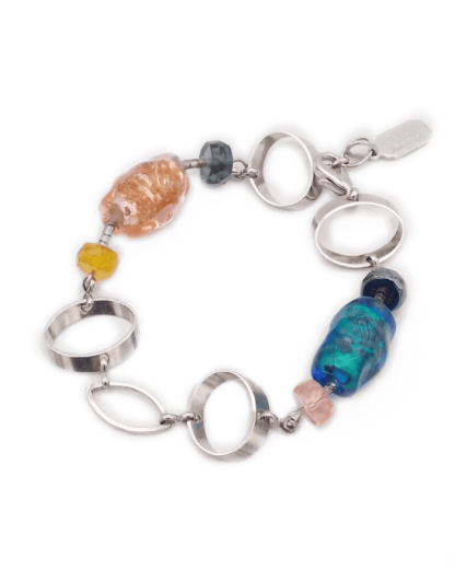 Murano chrome and crystal bead bracelet multicolor