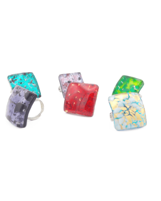 Murano glass adjustable rings assortment wit adjustable band