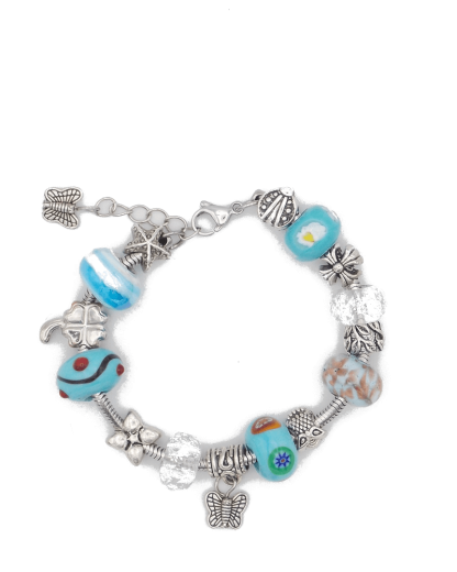 Venetian Glass Bead Charm Bracelet