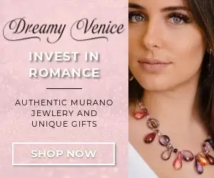 print ad for Dreamy Venice Authentic Murano Jewelry