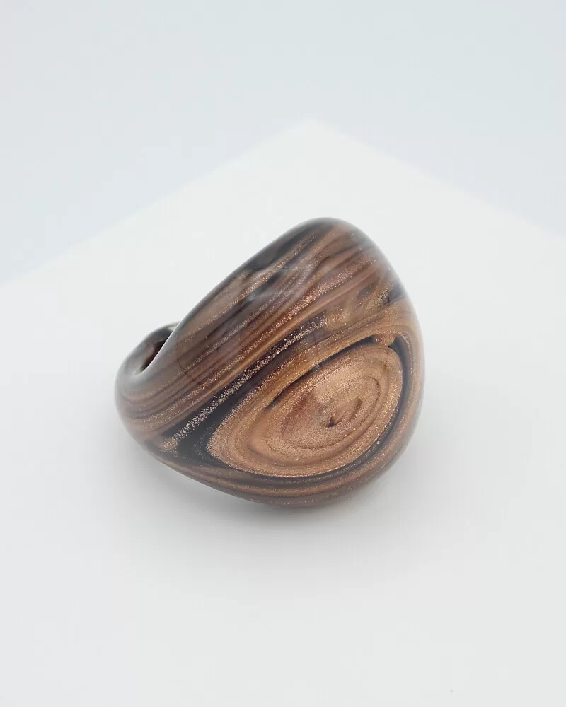 murano glass ring with copper swirls