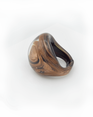 murano glass ring with copper swirls