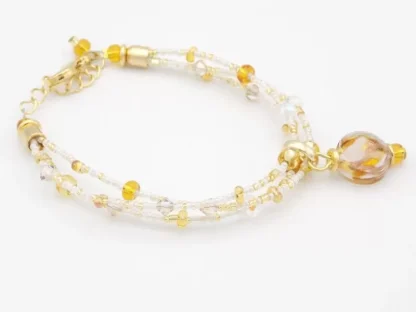 Gold, caramel, clear bead bracelet