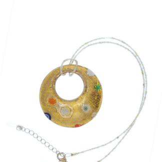 Gold Murano glass pendant with millefiori