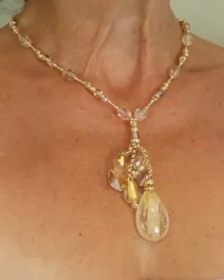 Crystal and gold pendant necklace