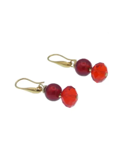 Double Drop Earrings Murano Reds