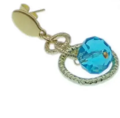 metals and blue Murano glass orb 1.5 inch drop earring on stud