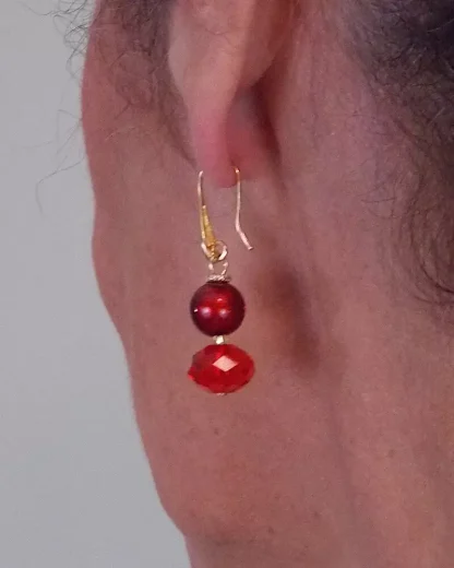 Double Drop Earrings Murano Reds