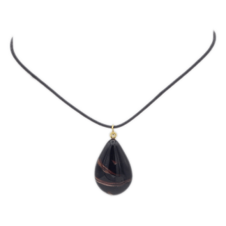 Black and copper swirl Murano glass drop pendant