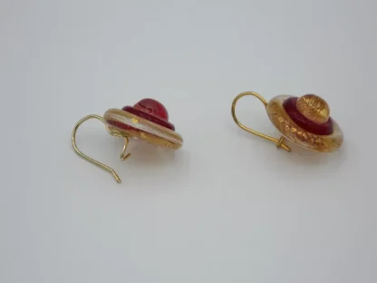Bright gold and red Murano glass earrings with depth