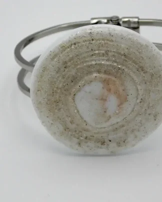 white Murano glass cuff bracelet with silver luster