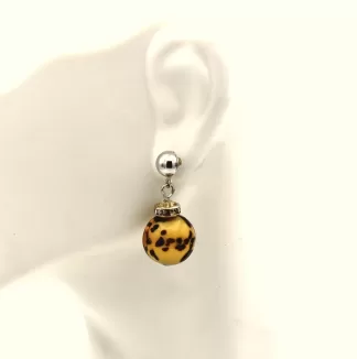 drop earring leopard spot pattern Murano glass earring