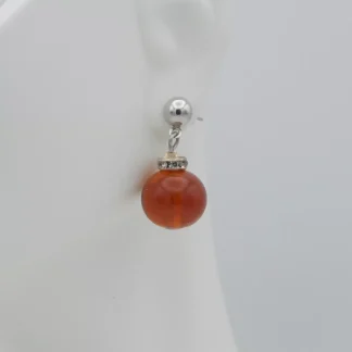 earring ball shape amber glass
