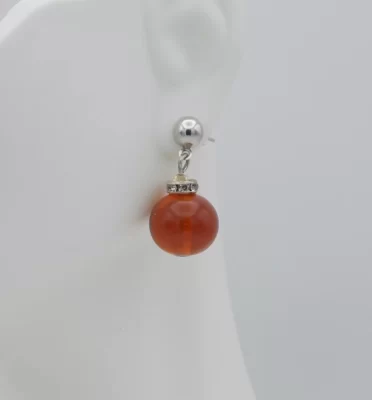 earring ball shape amber glass