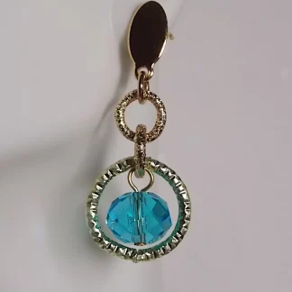 metals and blue Murano glass drop earring 1. 5 inch drop on stud