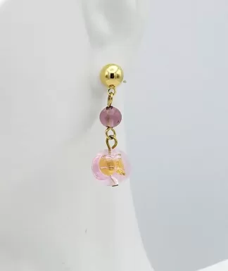 murano glass pink gossamer earrings