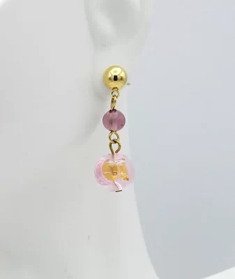 murano glass pink gossamer earrings