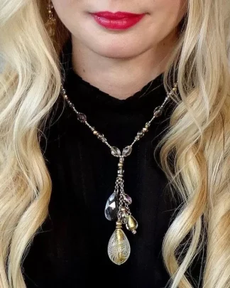 Crystal and gold Murano blown glass necklace multi crystals