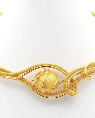 Golden rhodium necklace with single gold Murano bead