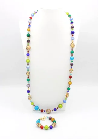 long Murano glass necklace solid multicolor