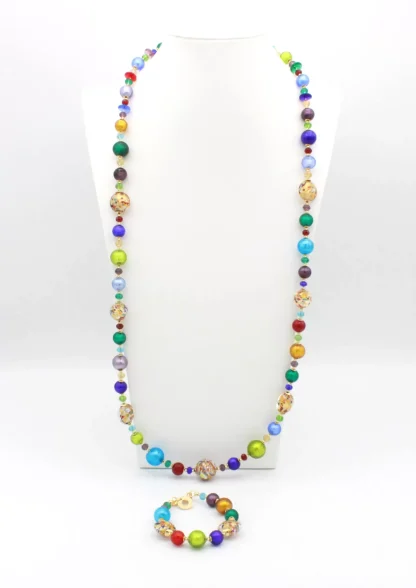 long Murano glass necklace solid multicolor
