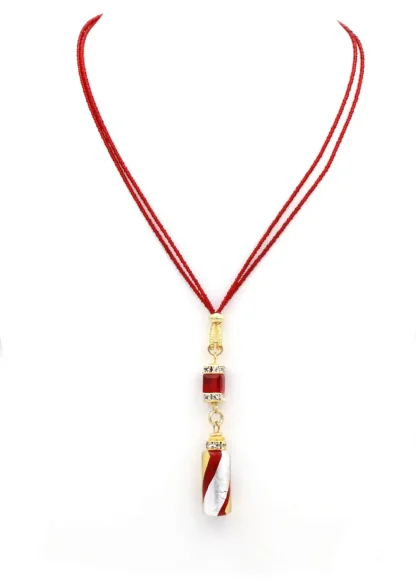 red and gold crystal murano glass drop pendant necklace