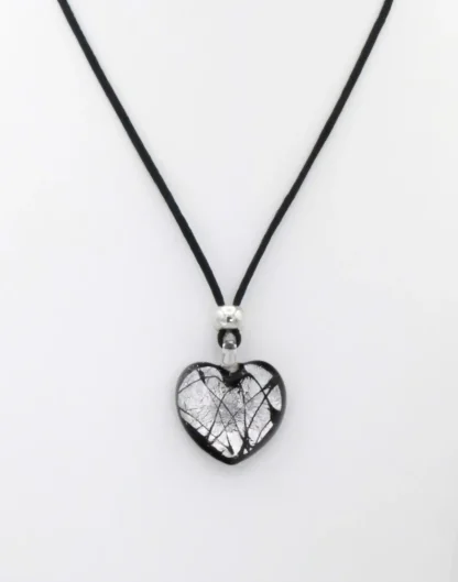 Silver on Black Heart Necklace