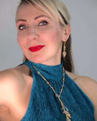 Crystal and gold Murano glass necklace multi crystals elegant