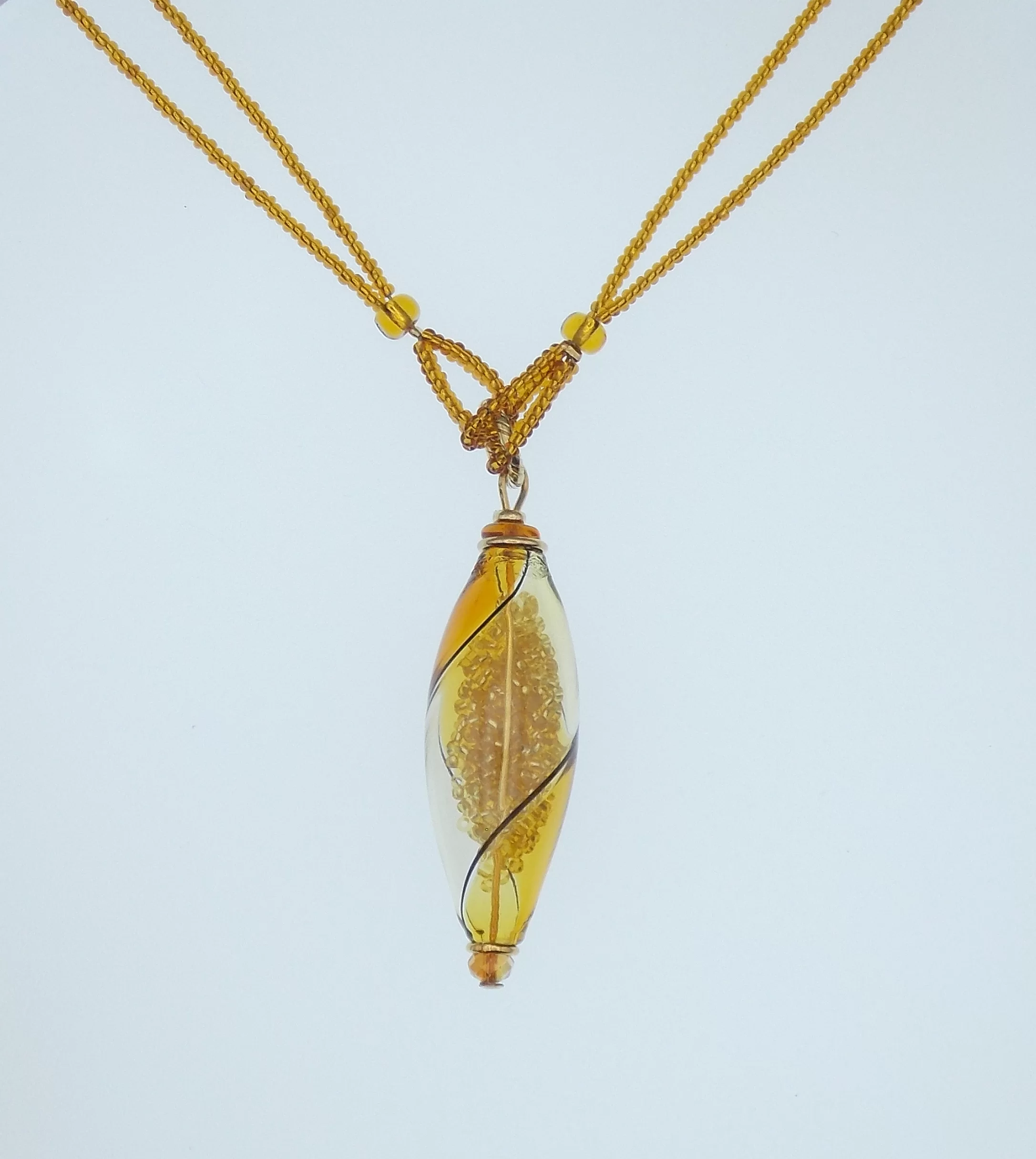 Gold and Clear Hollow Murano Pendant Set