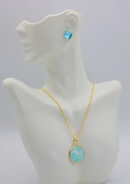 Turquoise Murano Disc Necklace