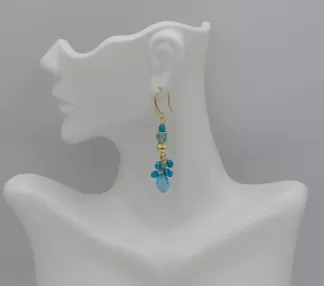 Turquoise Murano glass crystal clusters drop earring