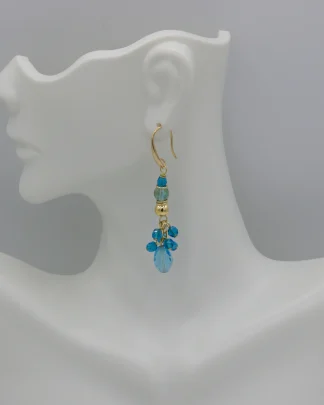 Turquoise Murano glass crystal clusters drop earring