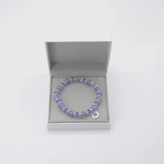 Blue multi-toned Murano stretch bracelet with bling in gift box