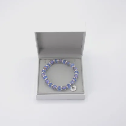 Blue multi-toned Murano stretch bracelet with bling in gift box