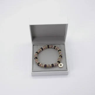 Dark and multi-toned Murano sommerso stretch bracelet with gold details