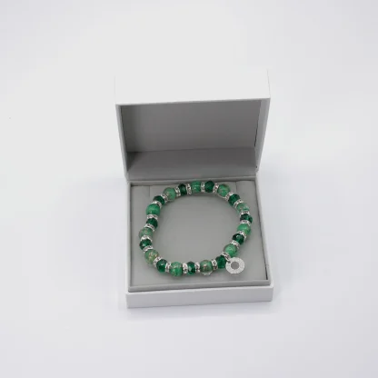 Green multi-toned stretch bracelet with bling in gift box