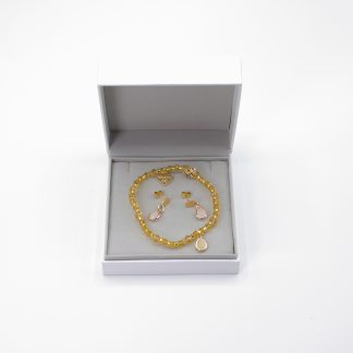 Amber bracelet and earring set Murano glass in a gift box