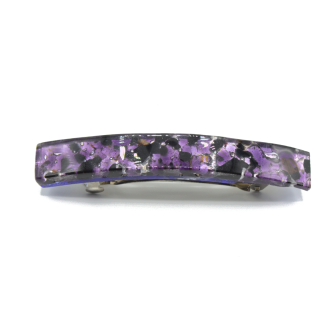 murano glass hair barrette in purple and black