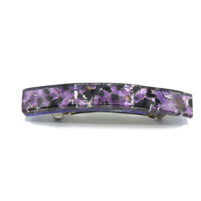 murano glass hair barrette in purple and black